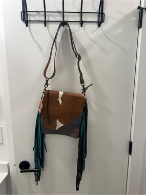 Myra Brown Leather & Fringe Crossbody Bag